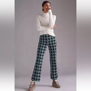 Anthropologie Maeve Knit Pull-on Margot Pant Crop Kick Flare Pattern Women Small